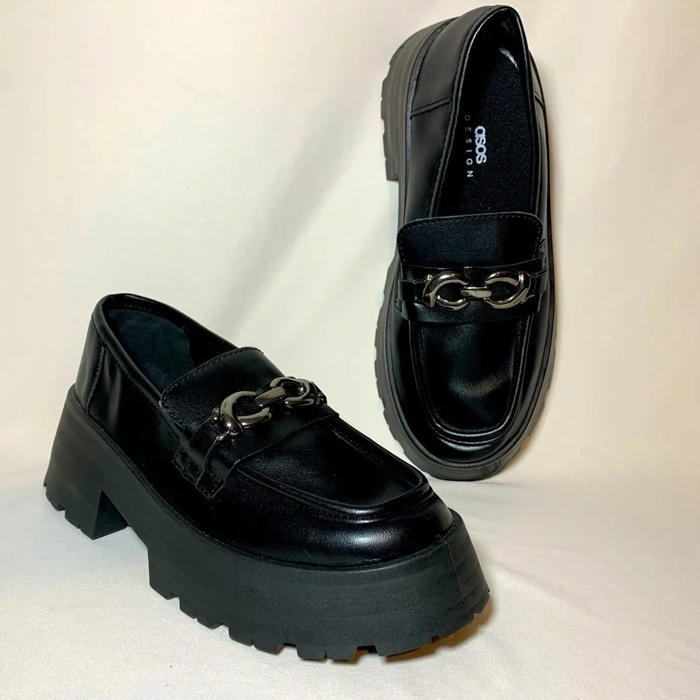 ASOS Design chunky heel shoes sz 7 black